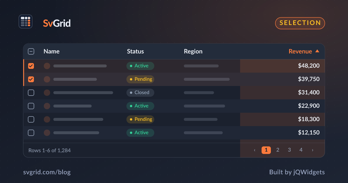 Bulk Operations on Selected Rows in SvGrid - SvGrid blog illustration