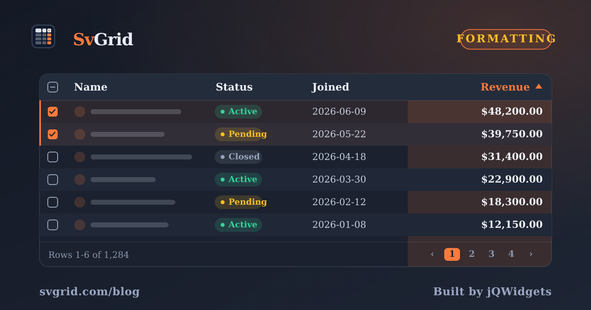 Conditional Row Styling in SvGrid - SvGrid blog illustration