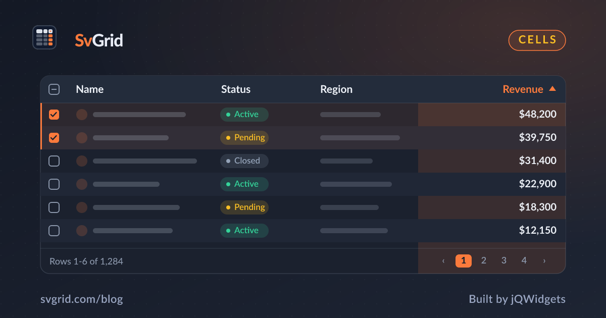 Custom Cell Renderers with Svelte Snippets - SvGrid blog illustration