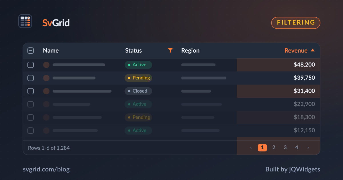 Set Filters and Custom Filter Logic in SvGrid - SvGrid blog illustration
