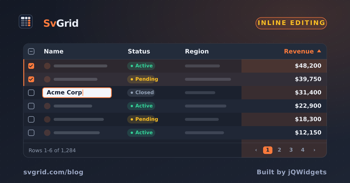 A Fill Handle (Drag to Fill) in SvGrid - SvGrid blog illustration