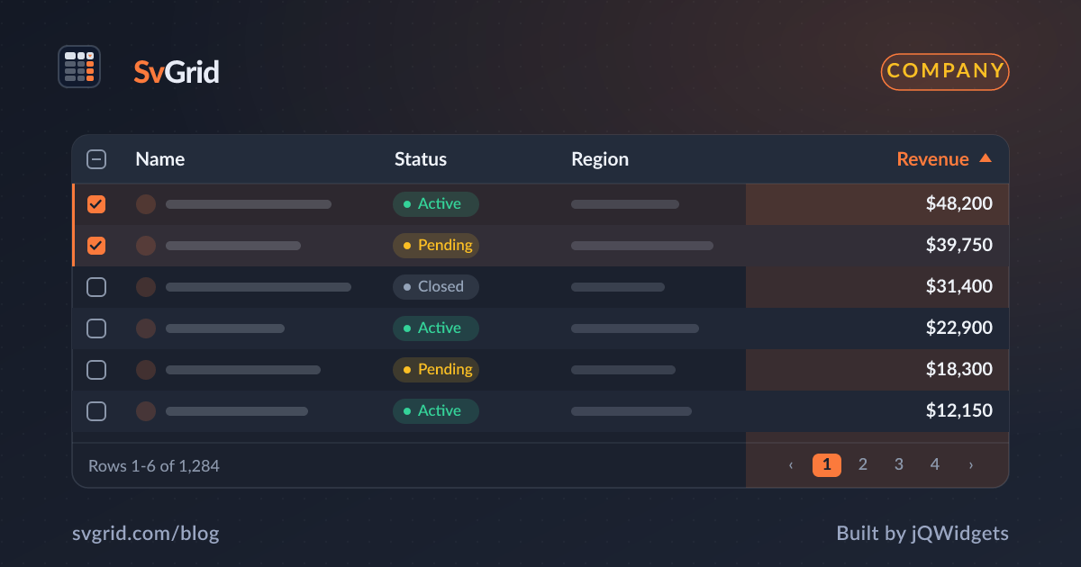 Introducing SvGrid - A Native Svelte 5 Data Grid from jQWidgets - SvGrid blog illustration