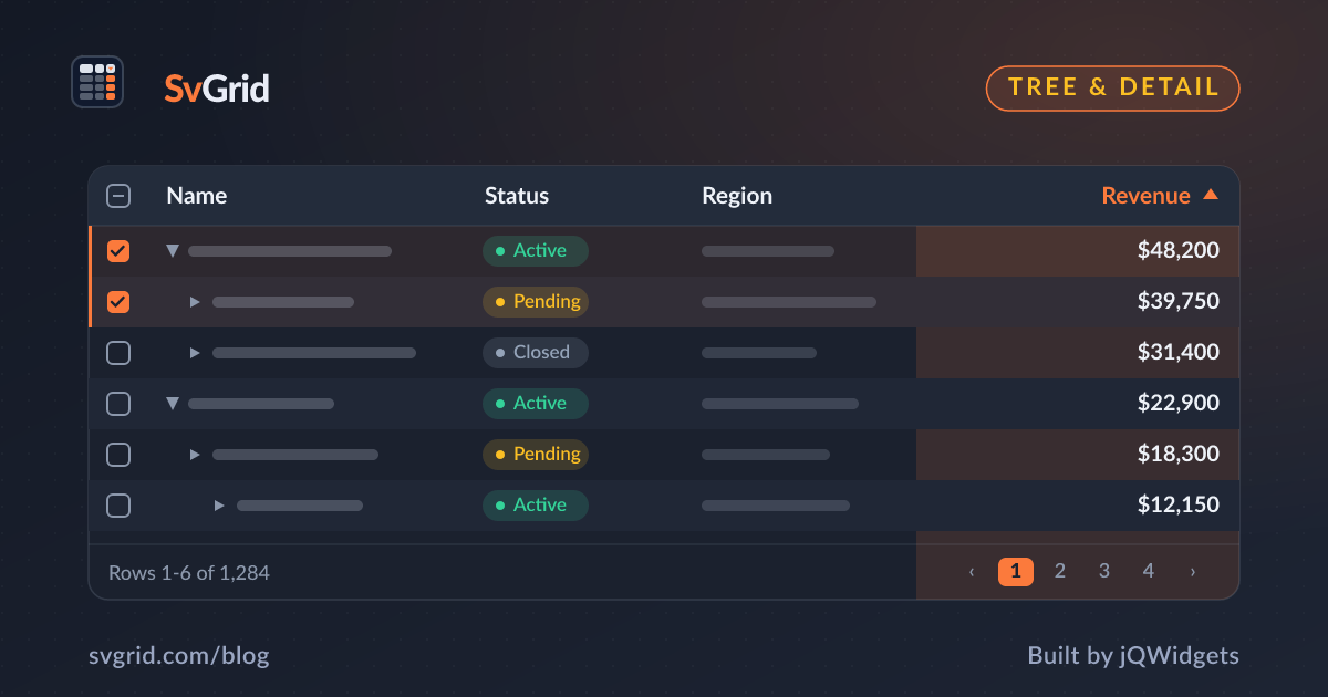 Master-Detail Rows - Expandable Detail Panels in SvGrid - SvGrid blog illustration