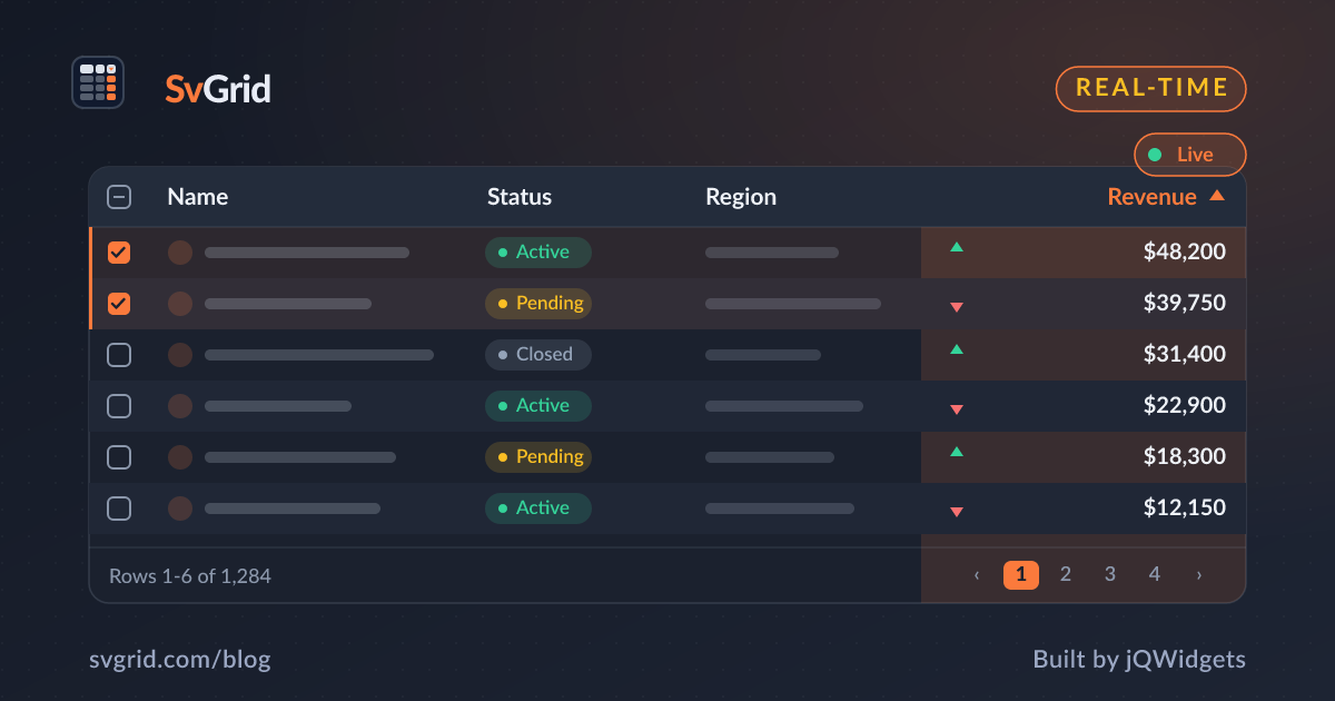 Real-Time Grids - Live WebSocket Updates in SvGrid - SvGrid blog illustration