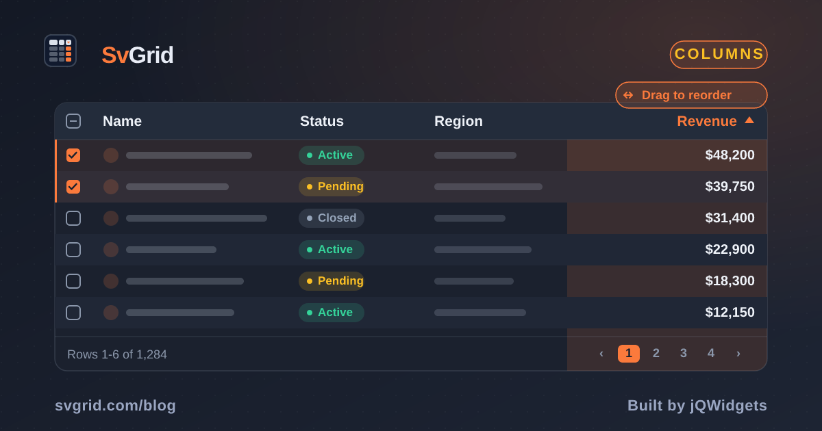 Row Drag-and-Drop Reordering in a Svelte Data Grid - SvGrid blog illustration