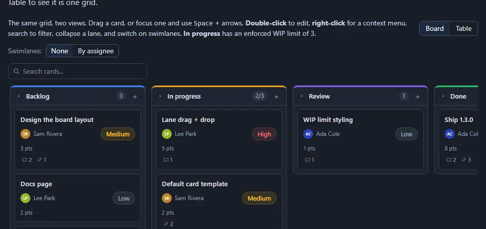 Kanban board demo